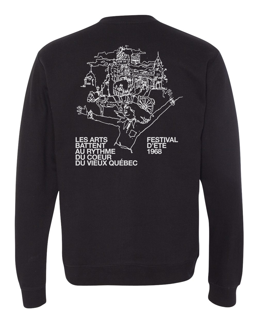 Sweatshirt à col rond noir 1968, unisexe